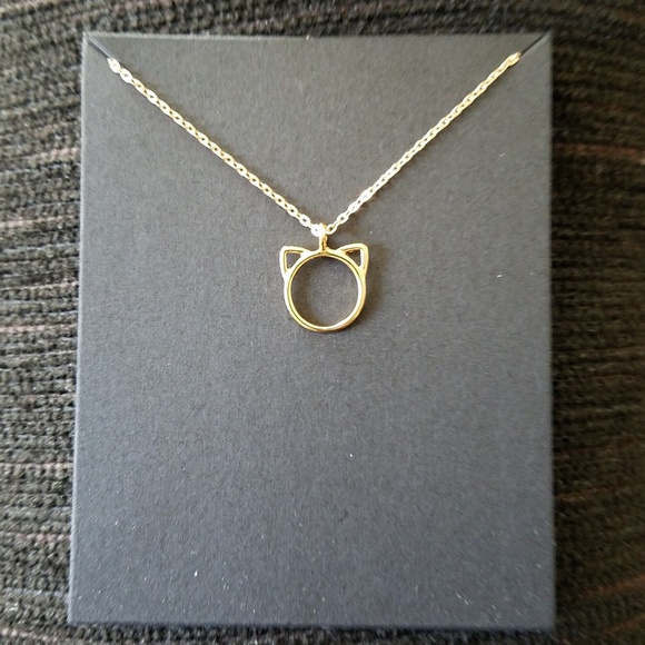 Gold cat necklace, cat jewelry, kitty necklace - Picture 2 of 4